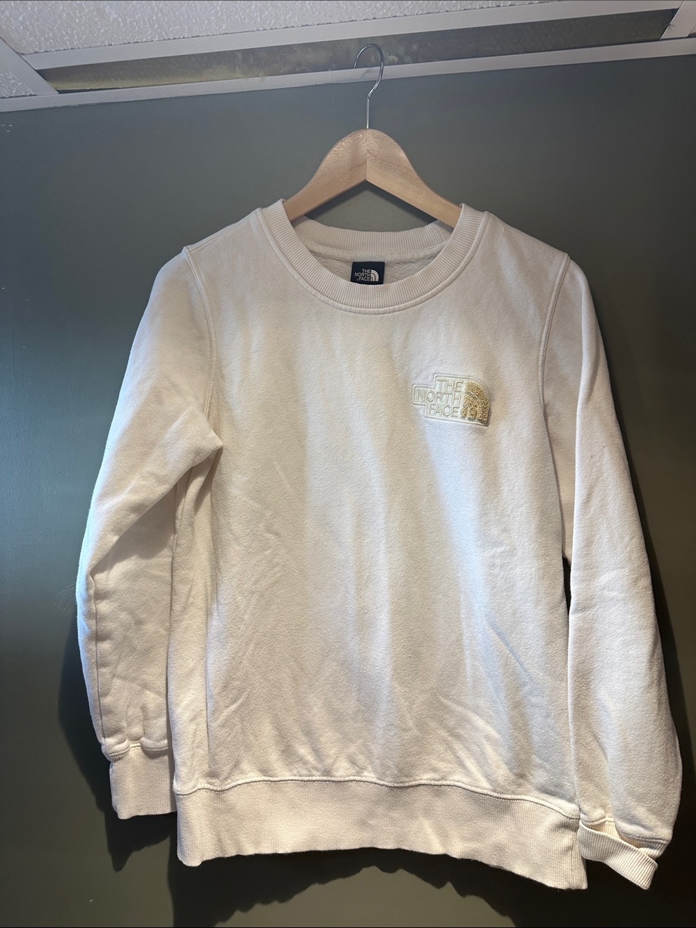 Womens The North Face Men's Cream Crewneck Sweatshirt sz Small
